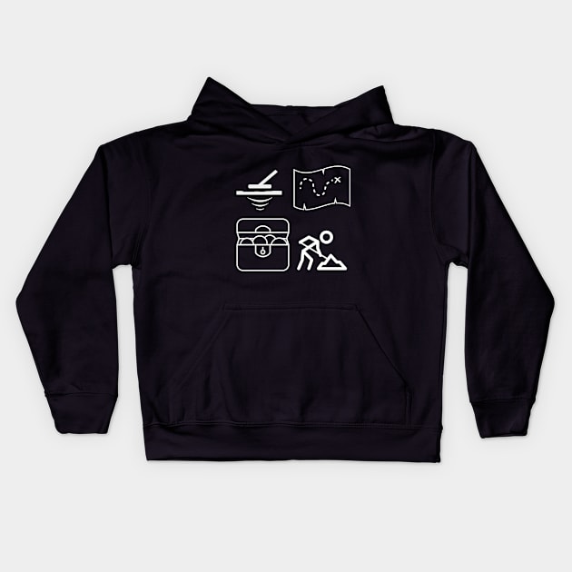 Treasure Hunting Tools Kids Hoodie by OakIslandMystery